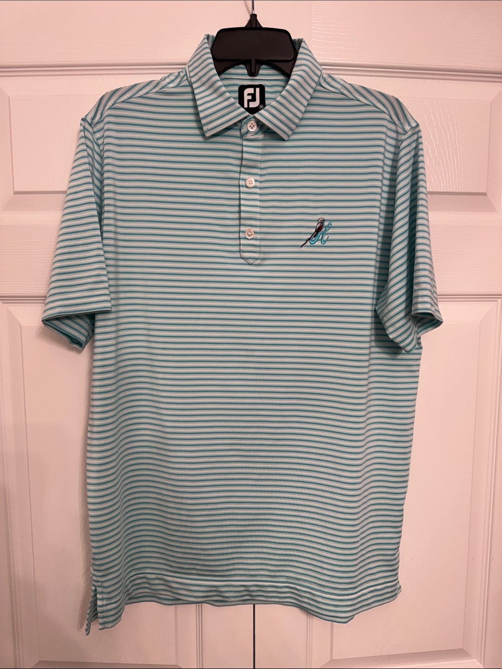 FootJoy Aqua / Mint and White Striped Performance Polo